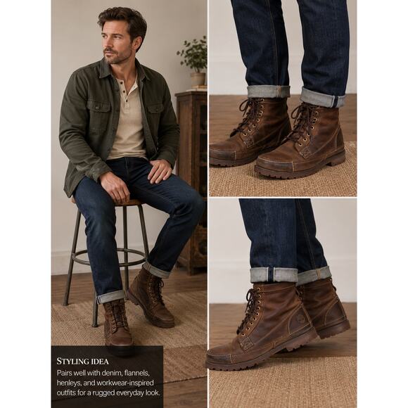 Timberland Earthkeepers Brown Leather Lace Up Boots Mens 10 Rugged Lug Sole 6\